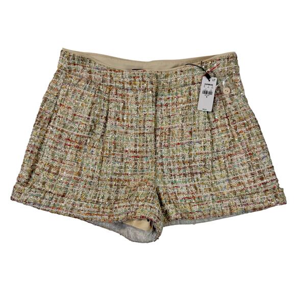 Tweed High Waisted Shorts Cream Women's 10 Chanel Inspired Parisian Vacation NWT - Picture 3 of 16